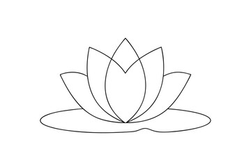 Fototapeta premium Simple Line Drawing of a Water Lily on a Pad