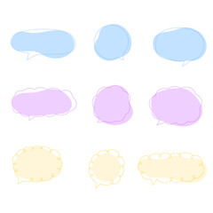 set of doodle speech bubbles with abstract