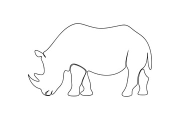 Single line drawing of a rhino, minimalist animal art