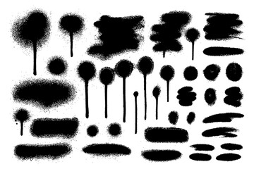 Spray paint banner set with abstract drips and splatter lines.