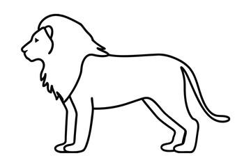 Line drawing of a majestic lion standing tall