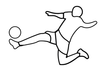 Soccer player line drawing kicking ball action sport