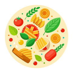 World Pasta Day Italian Food Pasta Plate Vector Illustration