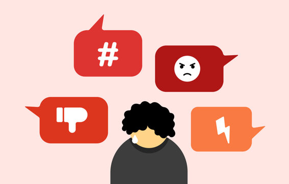 Online social media trolling and hate messages reviews illustration