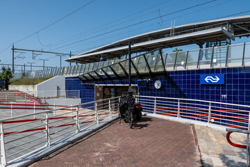 Abcoude train station in the Netherlands. front entrance of Dutch public transport building