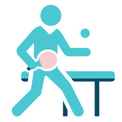 Stylized vector of table tennis player with paddle and ball vector illustration on transparent background representing speed, precision, and competitive spirit in ping pong