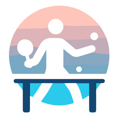 Stylized vector of table tennis player with paddle and ball vector illustration on transparent background representing speed, precision, and competitive spirit in ping pong