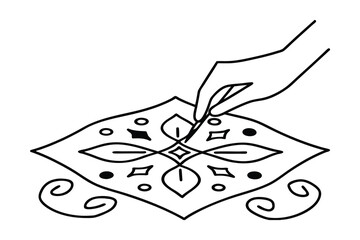 Fototapeta premium Hand drawing line art rangoli pattern design