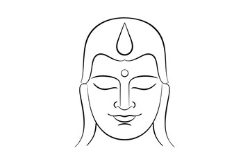 Serene buddha face line drawing minimalist art