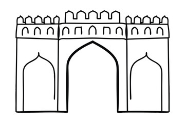 Ancient archway line drawing historic gate illustration