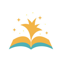 an open book with magical stars rising vector