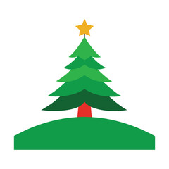 Obraz premium Christmas tree on a hill vector