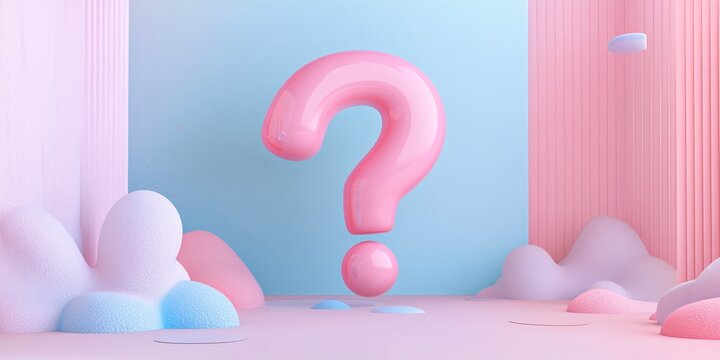 Colorful 3D question mark with smooth curves on abstract background, vibrant design, creative concept, modern art illustration
