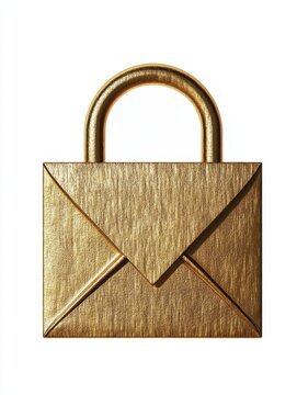 A gold padlock shaped like an envelope, symbolizing email security and protection.