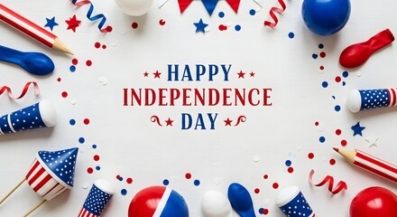 Happy Independence Day Celebrate Freedom with Festive Decorations and Patriotic Spirit