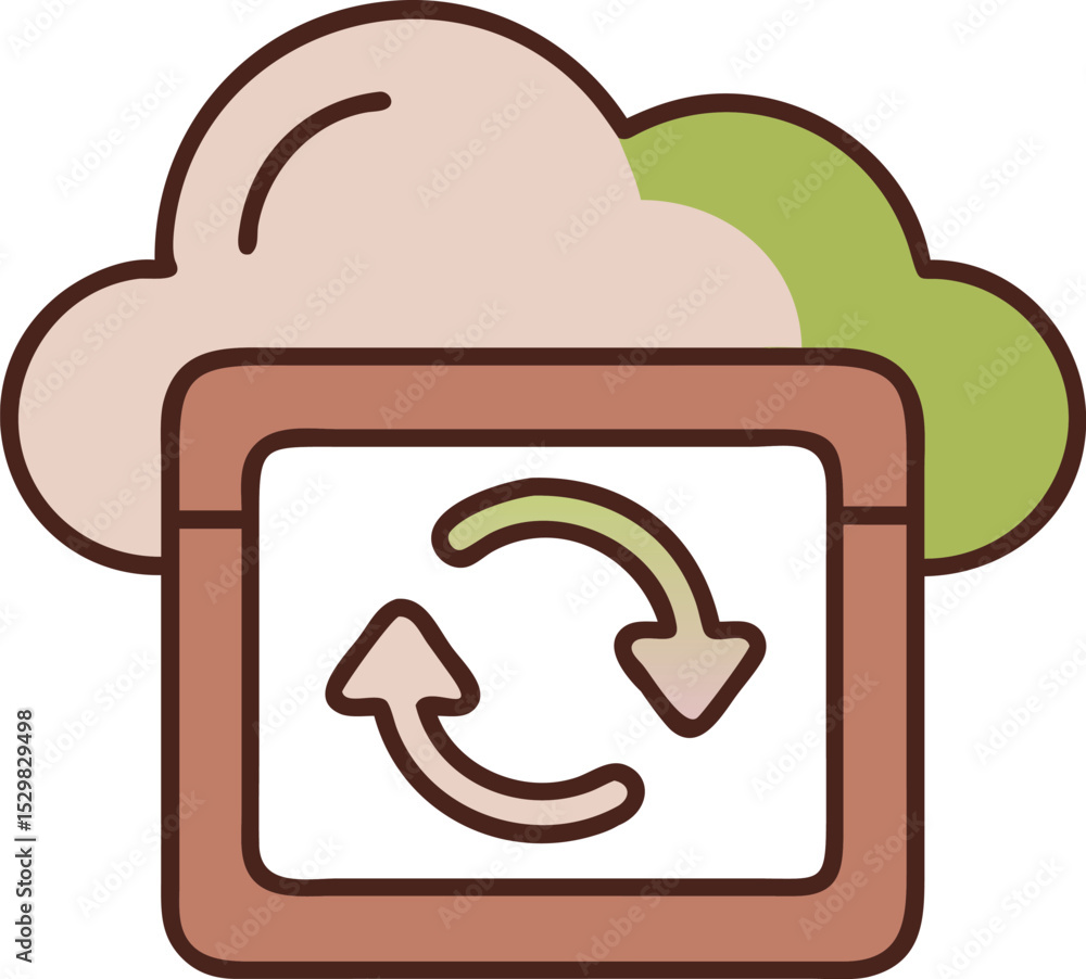 Poster modern cloud sync icon clean line style isolated on transparent background