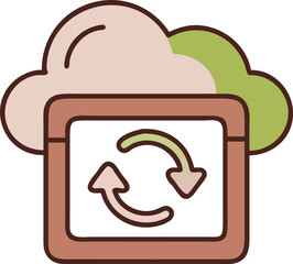 Modern cloud sync icon clean line style isolated on transparent background