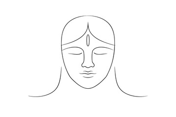 Serene woman face line drawing minimalist art