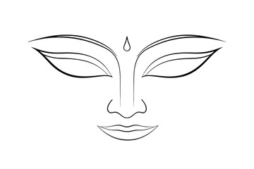 Serene line drawing of a peaceful buddha face