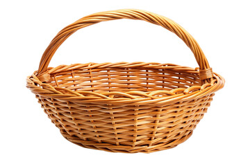 empty wicker basket isolated on white background 