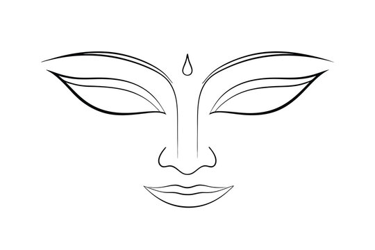 Serene line drawing of a peaceful buddha face