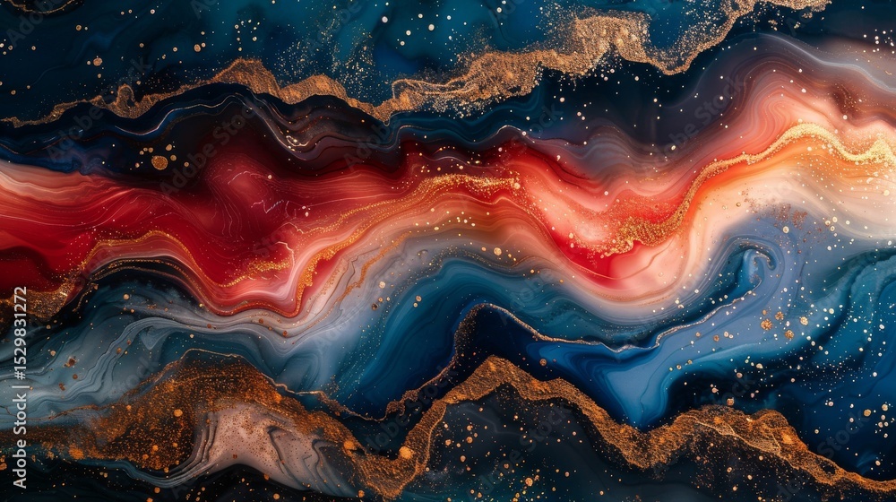 Poster this captivating image showcases a colorful abstract fluid art composition with wavy patterns and sh