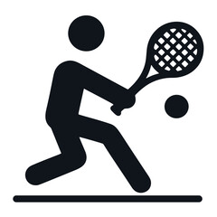 Dynamic black silhouette of tennis vector player swinging racket at ball in action vector on transparent background for sports visuals, training concepts, and tennis branding