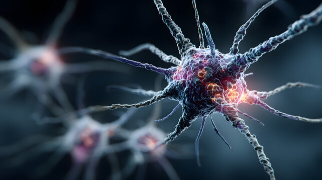 Cannabinoid System. 3D Illustration of CBD Effects on Endocannabinoid System with Glowing Effect
