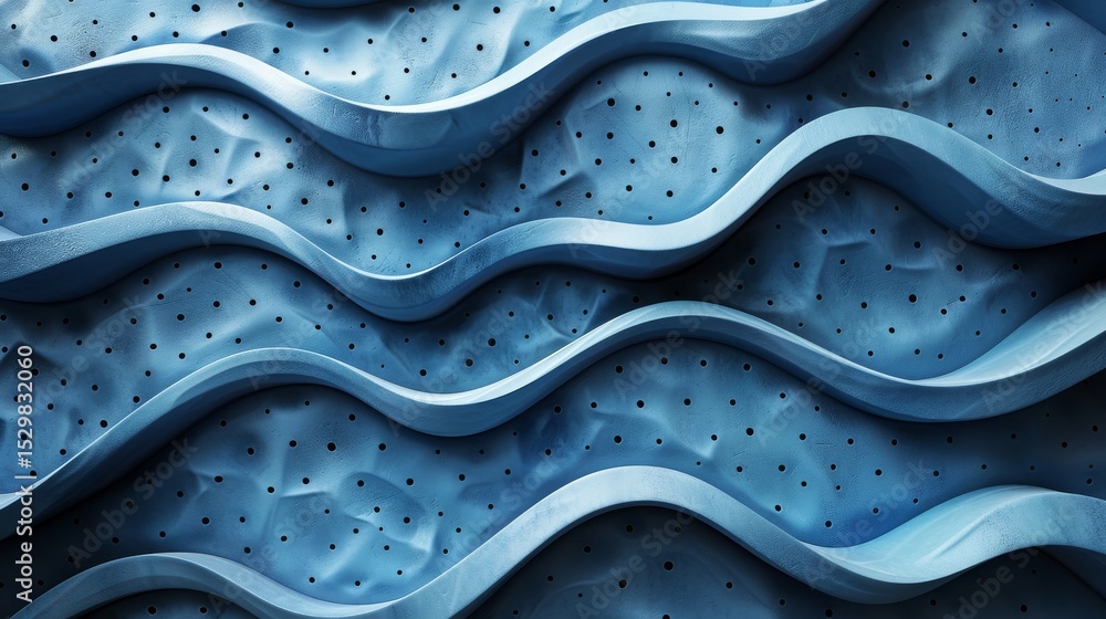 Aufkleber an artistic representation of abstract blue wavy patterns with a textured surface, capturing the ess