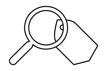 Magnifying glass examining a blank tag line drawing