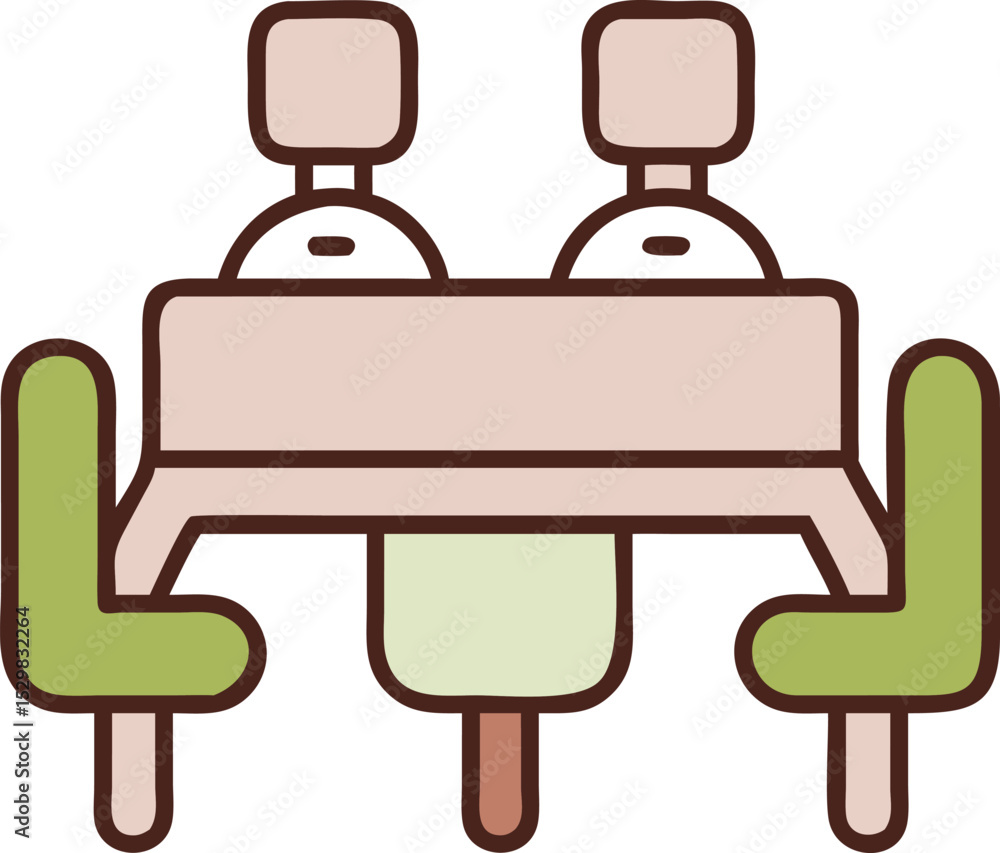 Poster meeting table icon clean vector line style isolated on transparent background