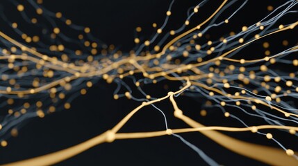 AI Neural Pathways with Speeding Gold Signals