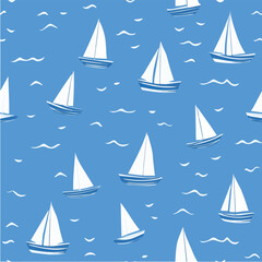 Vector seamless pattern of sailboat