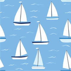 Vector seamless pattern of sailboat