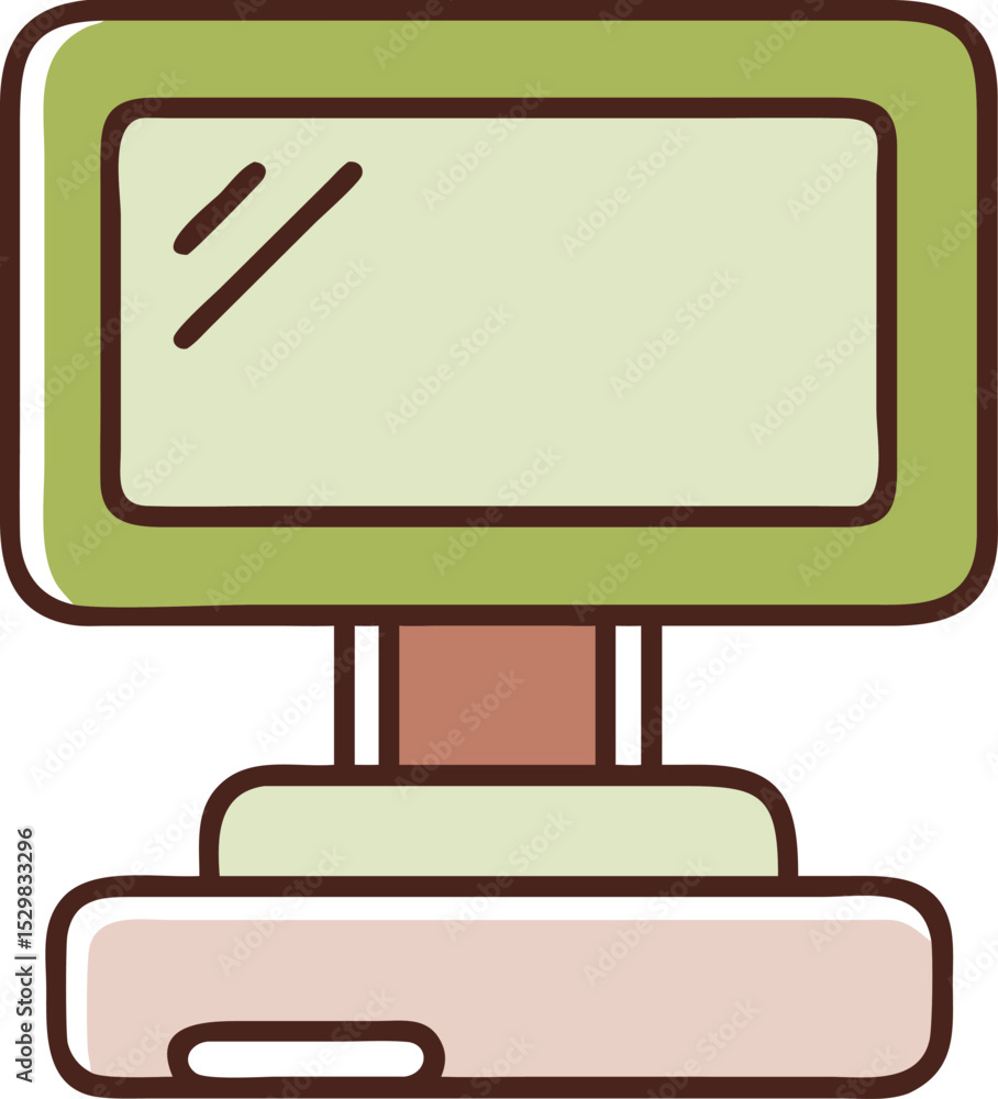 Poster Clean line style desktop computer icon isolated on transparent background