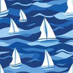 Vector seamless pattern of sailboat