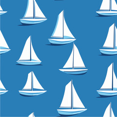 Vector seamless pattern of sailboat