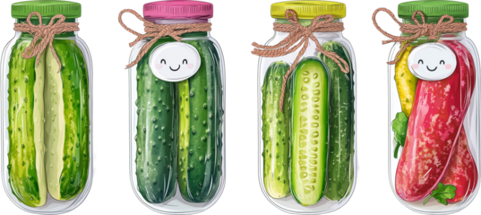 Cartoon vegetables with smiling faces on them