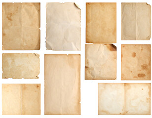 Old vintage paper texture collection transparent background old paper isolated