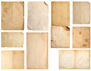 Old vintage paper texture collection transparent background old paper isolated