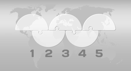 Five steps line infographic, puzzle diagram