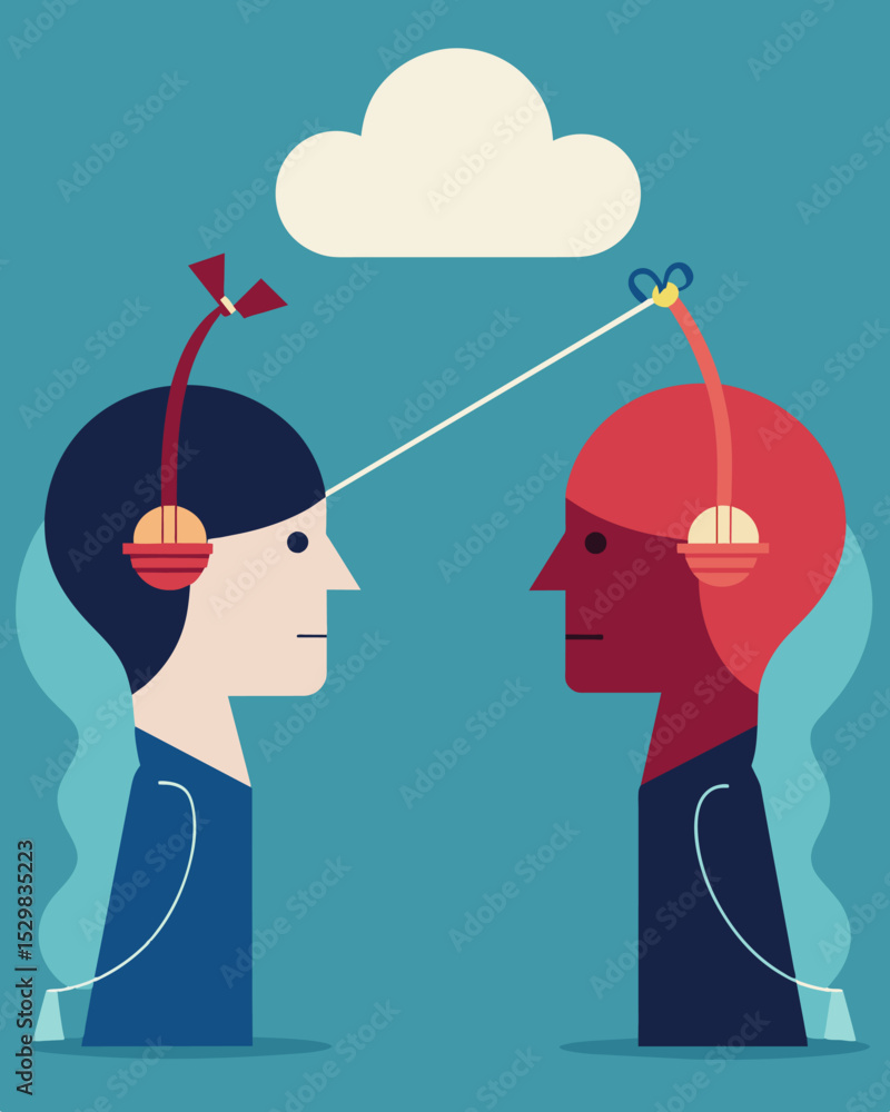 Poster two conflicting voices in the mind each trying to persuade the person to make a decision leading to 