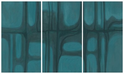 Modern interior triptych. The picture is painted by hand on a tablet.