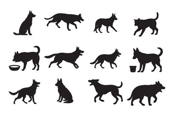 Collection of Dog Silhouettes in Various Poses