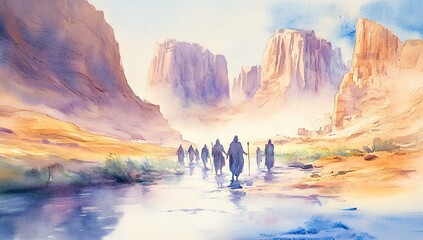 Desert valley journey at dusk