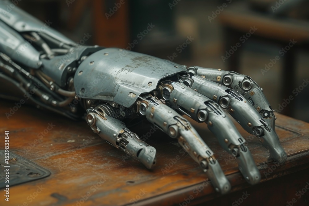 Aufkleber a close-up view of an intricate robotic hand, highlighting advanced engineering and technology in a 