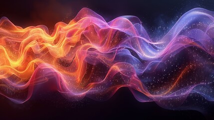 Obraz premium Dynamic waves of vibrant colors merge and flow together, creating an abstract representation of energy, movement, and emotion in a captivating visual display.