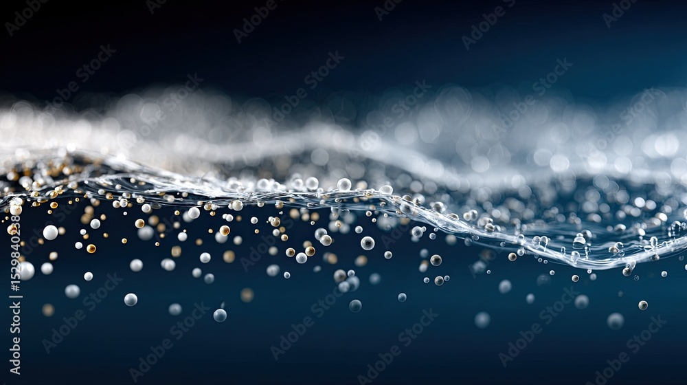 Aufkleber abstract visual of white connected molecules and dots on a dark blue backdrop, representing a scienc