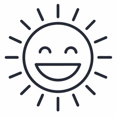 Cheerful Sun Face Illustration with Radiating Rays and Big Happy Smile