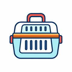 Stylized Blue and White Pet Carrier Icon with Ventilation and Handle